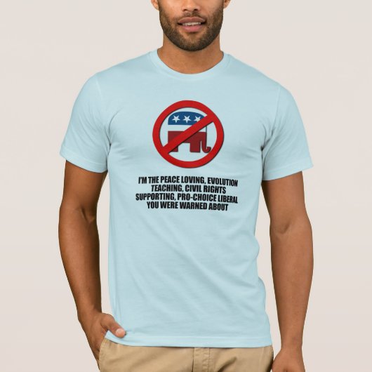 Ik ben de liberaal waar je voor gewaarschuwd werd t-shirt (Voorkant)