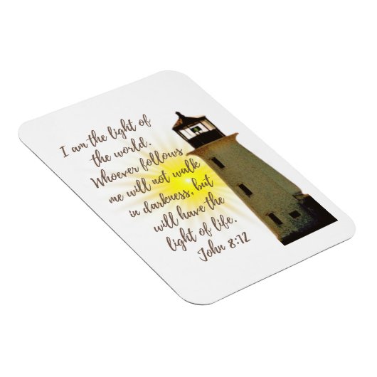 Ik ben de Lichte John 8:12 met een lichthuis Magneet (Rechterzijde)
