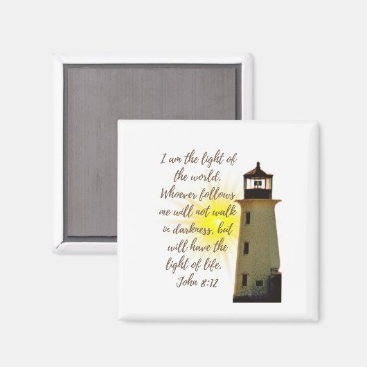 Ik ben de Lichte John 8:12 met Light House Magneet (Voorkant / Achterkant)