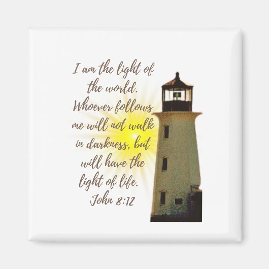Ik ben de Lichte John 8:12 met Light House Magneet (Voorkant)