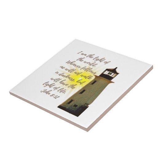 Ik ben de Lichte John 8:12 met Light House Tegeltje (Zijkant)