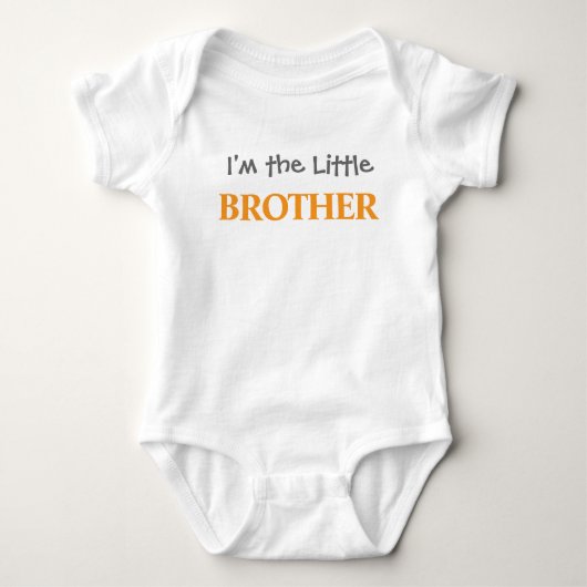 Ik ben de Little Brother Modern oranje Boy's Baby Romper (Voorkant)