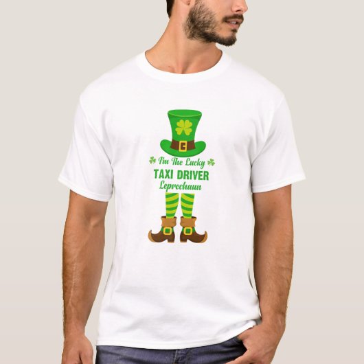 Ik ben de Lucky Taxi Driver Leprechaun Funny St. P T-shirt (Voorkant)