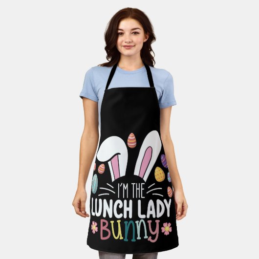 Ik ben de Lunch Lady Bunny Pasen Matching Schort (Gedragen)