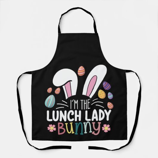 Ik ben de lunchdame Bunny Easter Matching Schort (Voorkant)