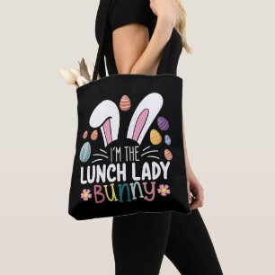 Ik ben de lunchdame Bunny Easter Matching Tote Bag