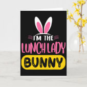 Ik ben de lunchdame Bunny Rabbit Oren Ei Grappig P Kaart (Gele Bloem)