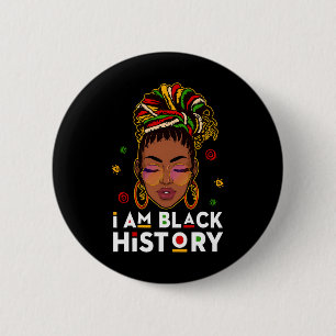 Ik ben de maand van de zwarte geschiedenis Afro-Am Ronde Button 5,7 Cm