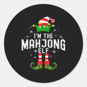 Ik ben de Mahjong-elf kerst familie pyjama kostuum Ronde Sticker