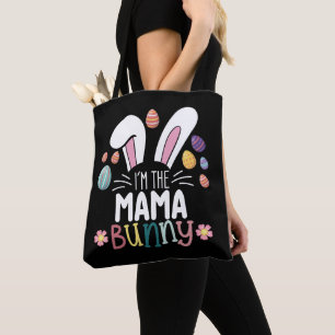 Ik ben de mama-moeder konijn Paasfamilie matching Tote Bag