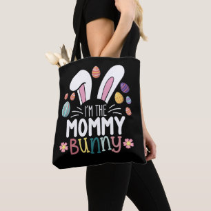 Ik ben de mama Moeder Konijn Paasfeest Familie Mat Tote Bag