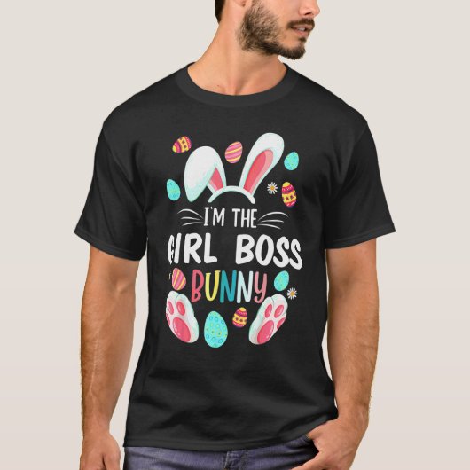 Ik ben de Meisjesbaas Bunny-familie paasband T-shirt (Voorkant)