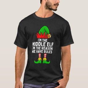Ik ben de middelste elf bijpassende gezinskerst t-shirt