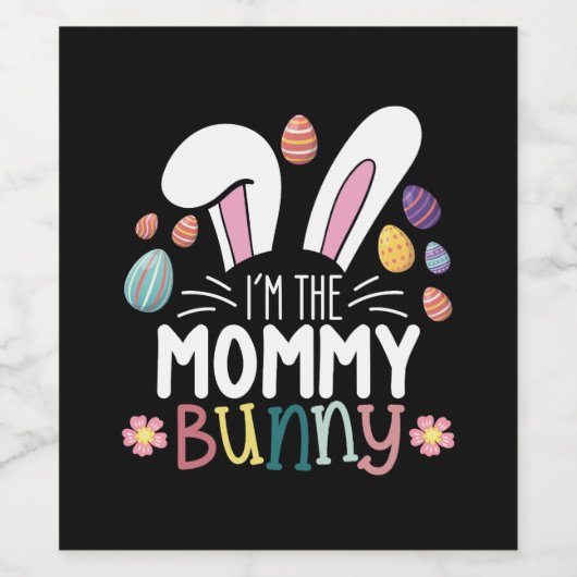 Ik ben de moeder Bunny paasfamilie matching Wijn Etiket (Enkel label)