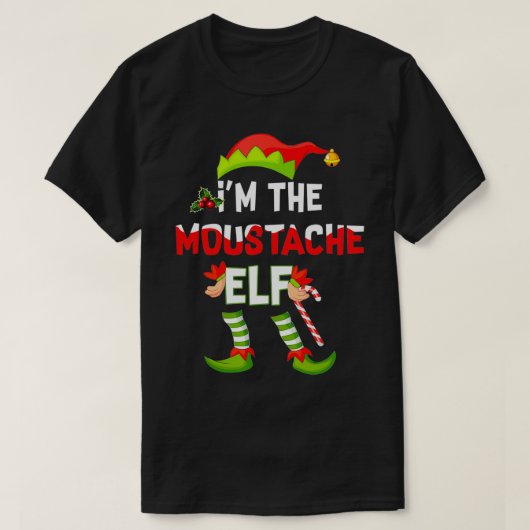Ik ben de Mustache Elf met Kerstmis Matching Pajam T-shirt (Design voorkant)
