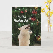 Ik ben de Naughty List - Husky Dog Wenskaart Kaart (Gele Bloem)