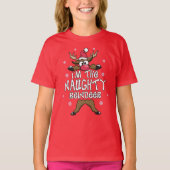 Ik ben de Naughty Reindeer Familie Kerstmis Pajama T-shirt (Voorkant)