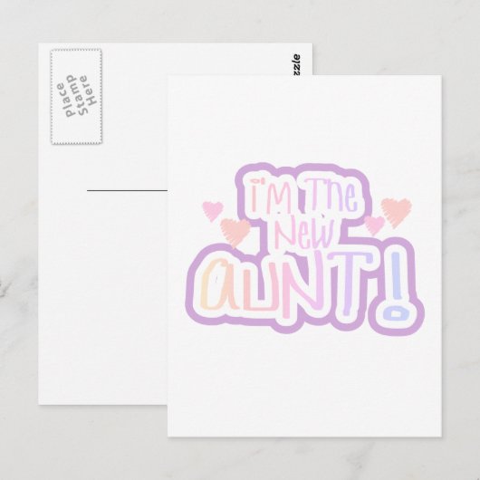 Ik ben de nieuwe tante - Shades of Pink Briefkaart (Voorkant / Achterkant)