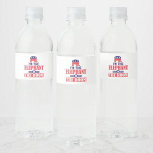 ik ben de olifant in de kamer waterfles etiket