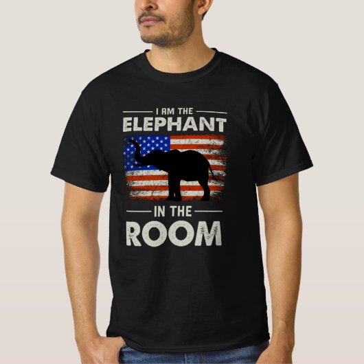 Ik ben de olifant in de zaal. t-shirt (Voorkant)