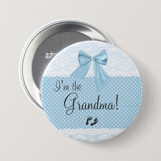 Ik ben de oma Blue Lace Ronde Button 7,6 Cm (Voorkant /achterkant)