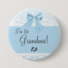 Ik ben de oma Blue Lace Ronde Button 7,6 Cm
