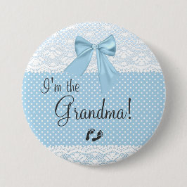 Ik ben de oma Blue Lace Ronde Button 7,6 Cm
