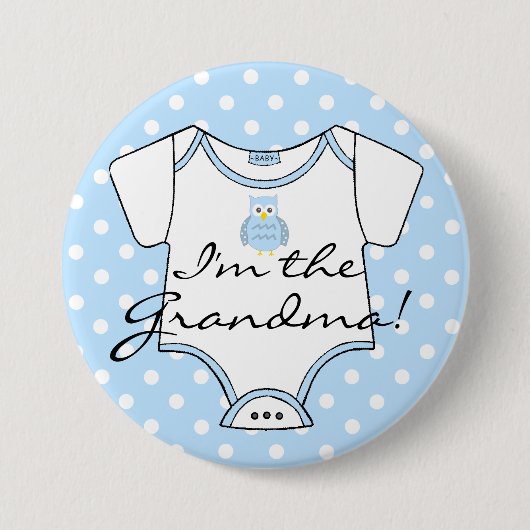 Ik ben de oma Blue Owl Blue Polka Dots Ronde Button 7,6 Cm (Voorkant)