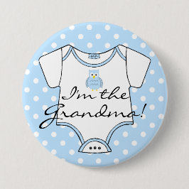 Ik ben de oma Blue Owl Blue Polka Dots Ronde Button 7,6 Cm