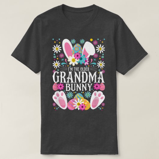 Ik ben de oma Bunny Paasfeest Eieren en Daisie T-shirt (Design voorkant)