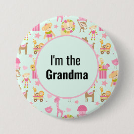 Ik ben de oma Cute Animal Pattern Button