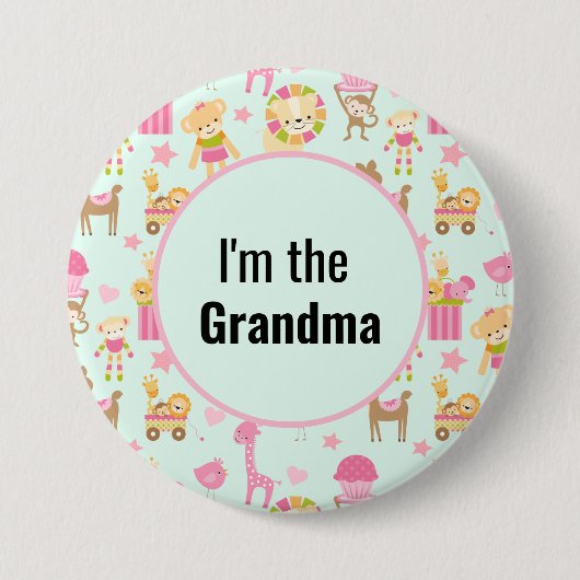 Ik ben de oma Cute Animal Pattern Button (Voorkant)