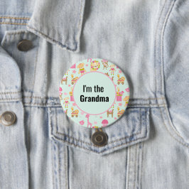 Ik ben de oma Cute Animal Pattern Button
