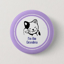 Ik ben de oma Cute Kitty Cat op Polka Dots. Ronde Button 5,7 Cm