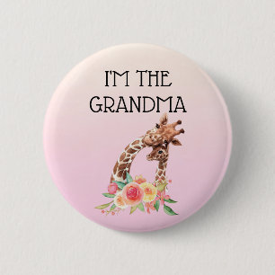 Ik ben de oma Cute mama en Baby Giraffes Ronde Button 5,7 Cm