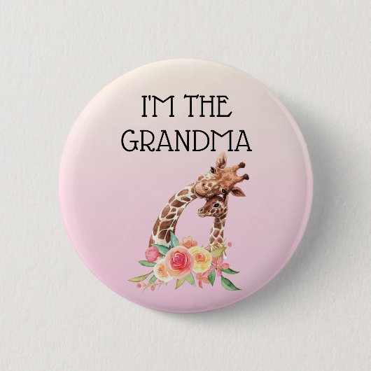 Ik ben de oma Cute mama en Baby Giraffes Ronde Button 5,7 Cm (Voorkant)