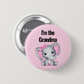 Ik ben de oma Cute Pink Baby Elephant Ronde Button 5,7 Cm (Voorkant /achterkant)