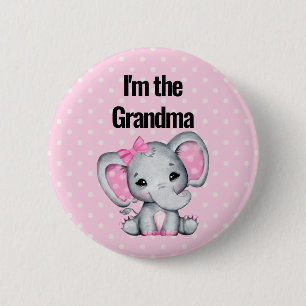 Ik ben de oma Cute Pink Baby Elephant Ronde Button 5,7 Cm