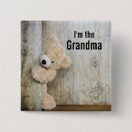 Ik ben de oma Cute Stuffed Beer Foto Vierkante Button 5,1 Cm