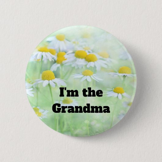 Ik ben de Oma  Daisies in een Veld Ronde Button 5,7 Cm (Voorkant)
