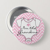 Ik ben de oma Pink Chevron Ronde Button 7,6 Cm (Voorkant /achterkant)