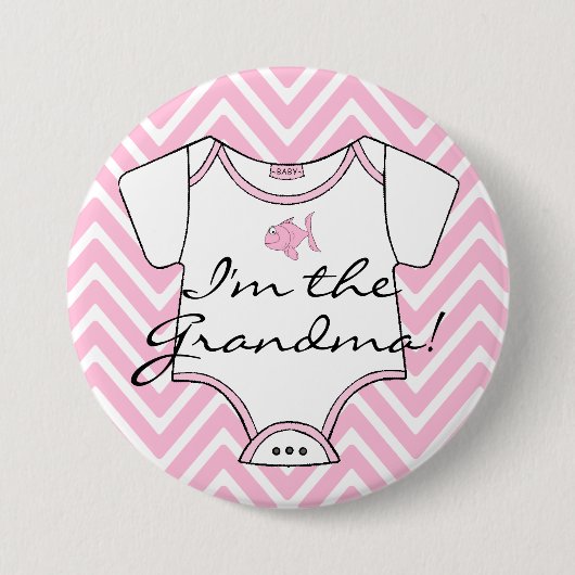 Ik ben de oma Pink Chevron Ronde Button 7,6 Cm (Voorkant)