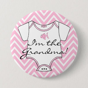 Ik ben de oma Pink Chevron Ronde Button 7,6 Cm