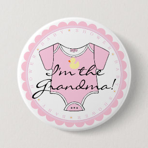 Ik ben de oma-roze rand ronde button 7,6 cm