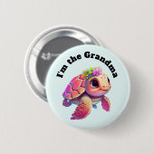 Ik ben de Oma - Roze Zee Turtle Whimsical & Cute Ronde Button 5,7 Cm (Voorkant /achterkant)
