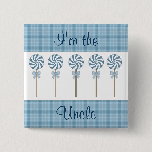 "ik ben de Oom" Blauw Vierkante Button 5,1 Cm (Voorkant)