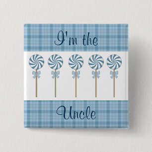 "ik ben de Oom" Blauw Vierkante Button 5,1 Cm