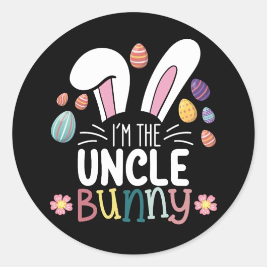 Ik ben de Oom Bunny Paasfamilie Matching Ronde Sticker (Voorkant)