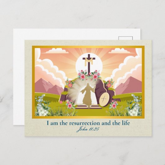 Ik ben de opstanding en het leven briefkaart (Voorkant / Achterkant)