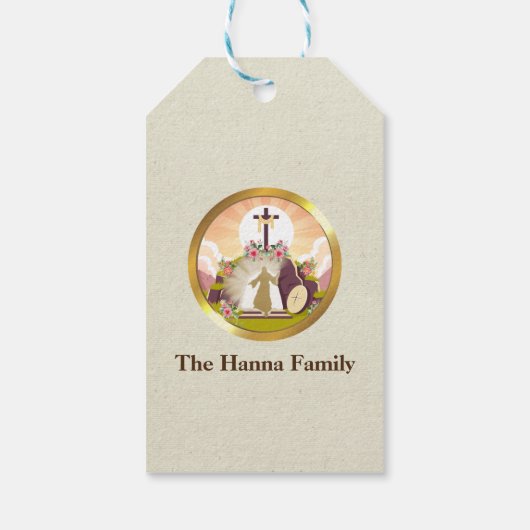 Ik ben de opstanding en het leven cadeaulabel (Achterkant)